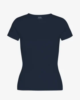 T-shirt en coton bio à côtes – Bleu marine