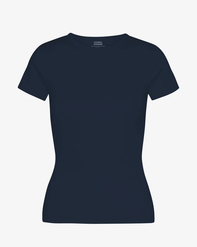 T-shirt en coton bio à côtes – Bleu marine