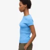 T-shirt en coton bio à côtes - Bleu Pacifique