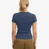 T-shirt en coton bio à côtes - Bleu pétrole