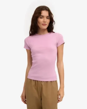 T-shirt en coton bio à côtes – Fleur de cerisier