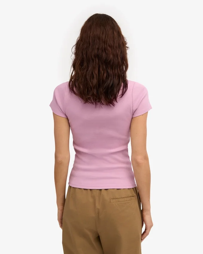T-shirt en coton bio à côtes - Fleur de cerisier