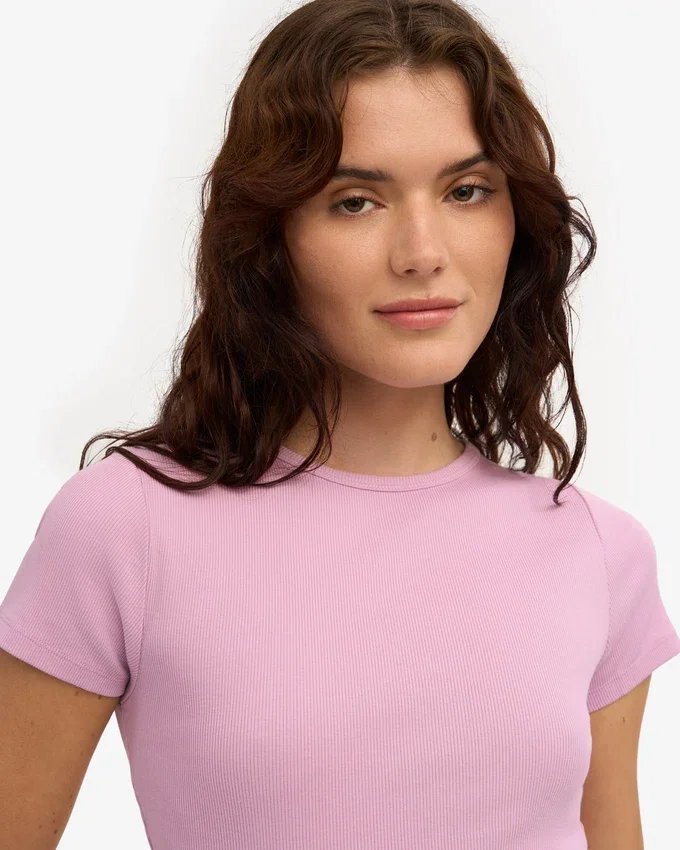 T-shirt en coton bio à côtes - Fleur de cerisier