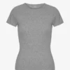T-shirt en coton bio à côtes - Gris chiné
