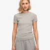 T-shirt en coton bio à côtes - Gris chiné