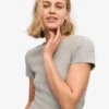 T-shirt en coton bio à côtes - Gris chiné