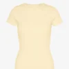 T-shirt en coton bio à côtes - Jaune pâle