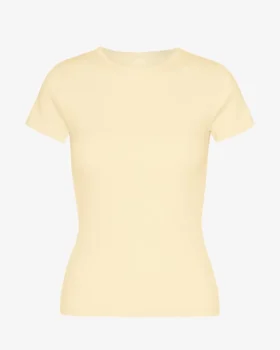 T-shirt en coton bio à côtes - Jaune pâle