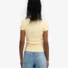 T-shirt en coton bio à côtes - Jaune pâle