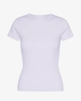 T-shirt en coton bio à côtes - Lavande pâle