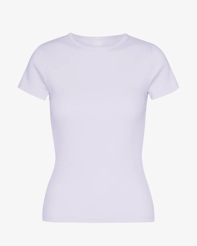 T-shirt en coton bio à côtes - Lavande pâle