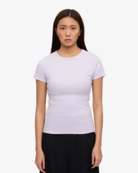T-shirt en coton bio à côtes – Lavande pâle