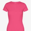 T-shirt en coton bio à côtes - rose bubble-gum