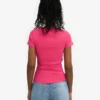 T-shirt en coton bio à côtes - rose bubble-gum
