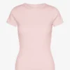 T-shirt en coton bio à côtes - Rose délavé