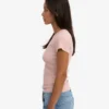 T-shirt en coton bio à côtes - Rose délavé