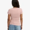 T-shirt en coton bio à côtes - Rose délavé