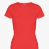 T-shirt en coton bio à côtes - Rouge mandarine