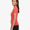 T-shirt en coton bio à côtes - Rouge mandarine