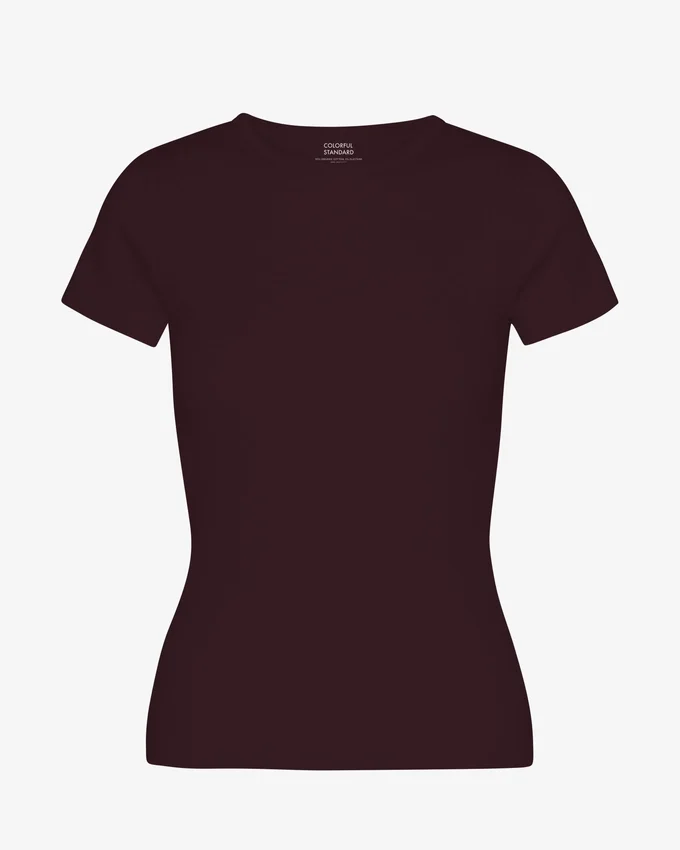 T-shirt en coton bio à côtes - Rouge sang de bœuf