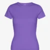 T-shirt en coton bio à côtes - Violet ultra