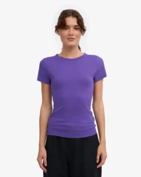 T-shirt en coton bio à côtes – Violet ultra