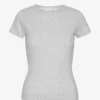 T-shirt en jersey côtelé bio - Mélange neige