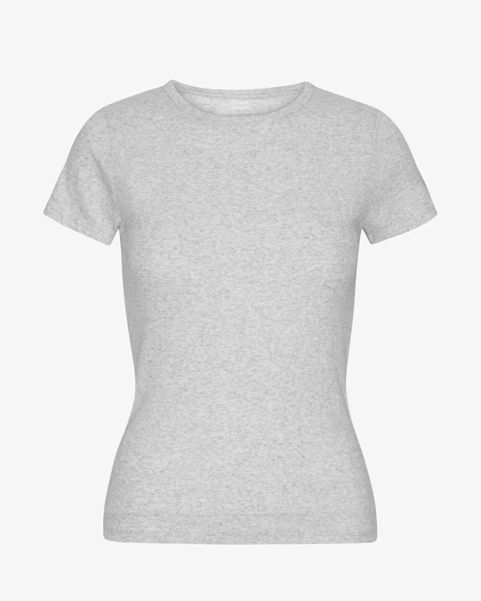 T-shirt en jersey côtelé bio - Mélange neige