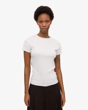T-shirt en jersey côtelé bio – Mélange neige