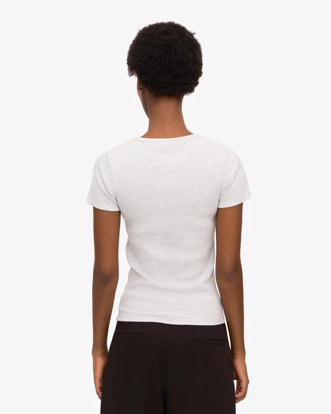 T-shirt en jersey côtelé bio - Mélange neige