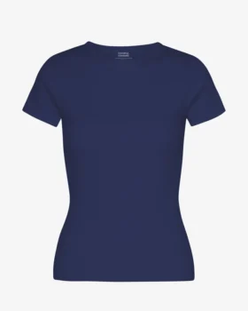T-shirt en maille côtelée bio - Bleu marine