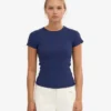 T-shirt en maille côtelée bio - Bleu marine