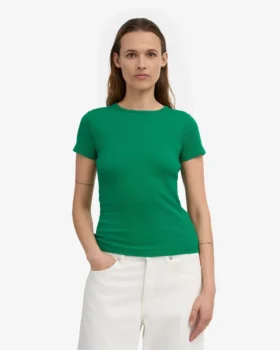 T-shirt en maille côtelée bio – Vert Kelly