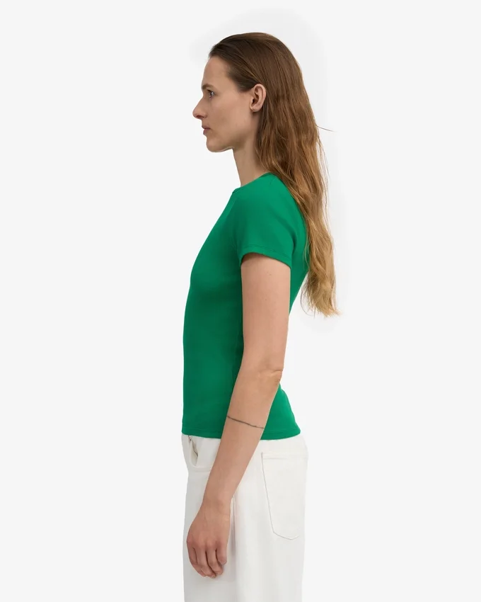 T-shirt en maille côtelée bio - Vert Kelly