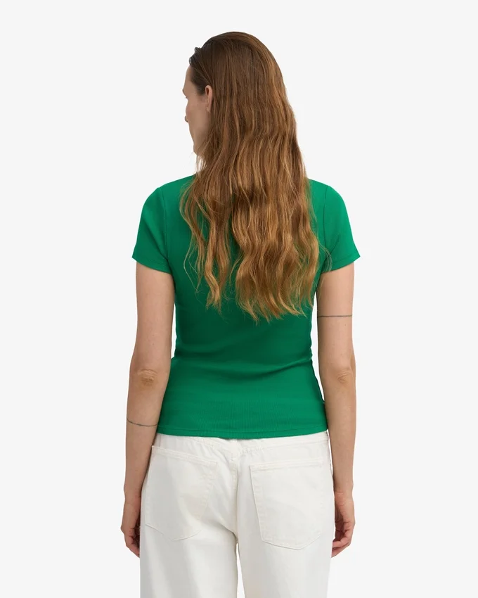 T-shirt en maille côtelée bio - Vert Kelly
