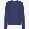 T-shirt femme à manches longues en coton bio - Bleu marine