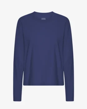T-shirt femme à manches longues en coton bio - Bleu marine
