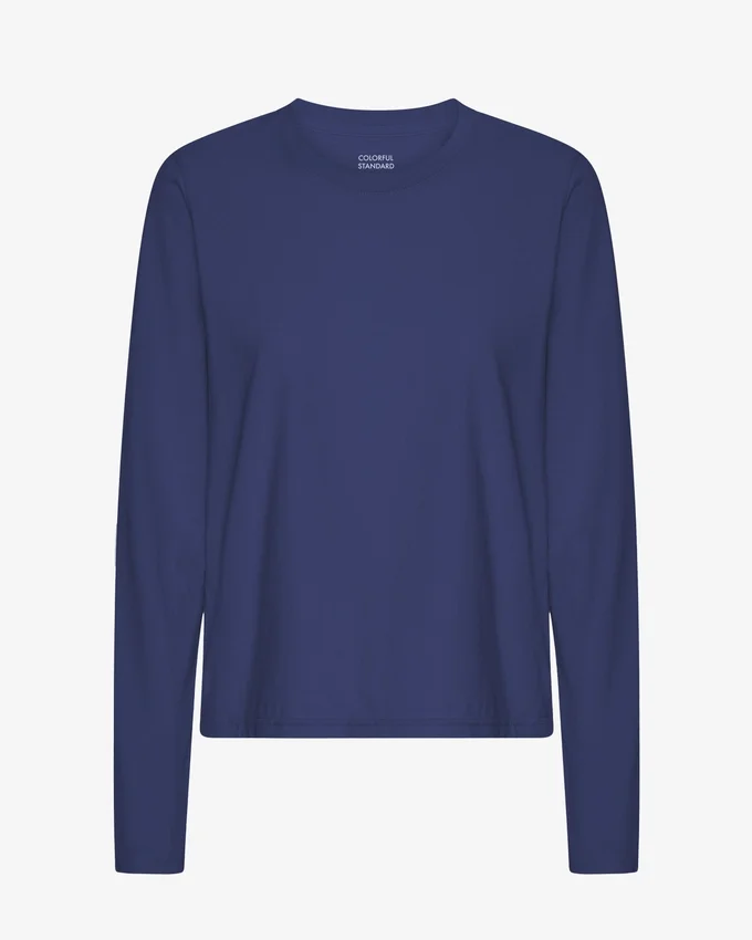T-shirt femme à manches longues en coton bio - Bleu marine