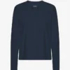 T-shirt femme à manches longues en coton bio - Bleu marine