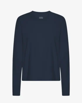 T-shirt femme à manches longues en coton bio - Bleu marine