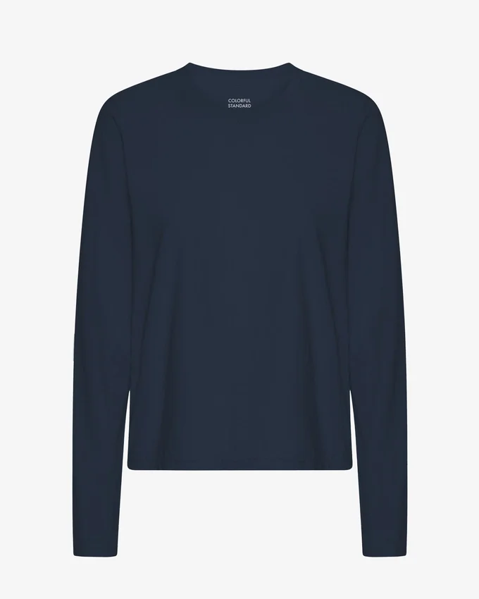 T-shirt femme à manches longues en coton bio - Bleu marine