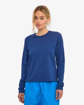 T-shirt femme à manches longues en coton bio – Bleu marine