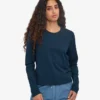 T-shirt femme à manches longues en coton bio - Bleu marine