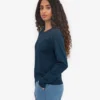 T-shirt femme à manches longues en coton bio - Bleu marine