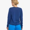 T-shirt femme à manches longues en coton bio - Bleu marine