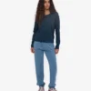 T-shirt femme à manches longues en coton bio - Bleu marine