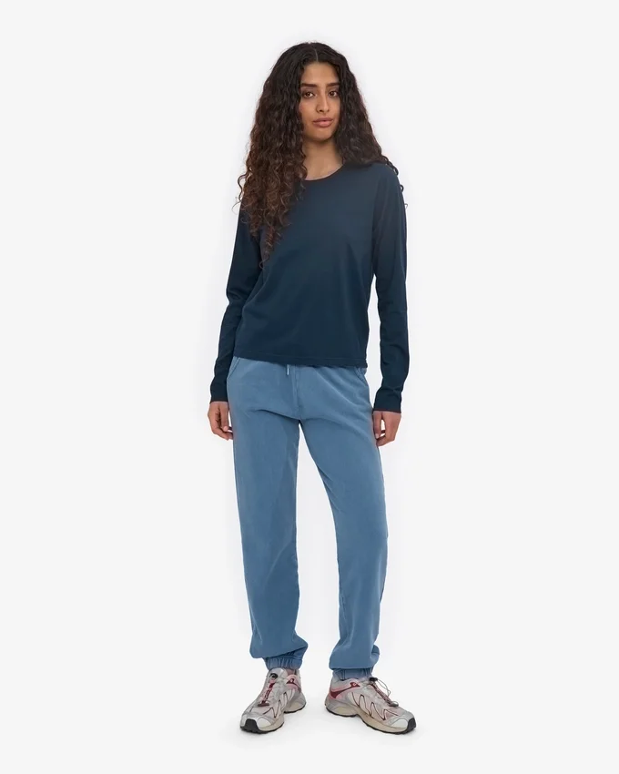 T-shirt femme à manches longues en coton bio - Bleu marine