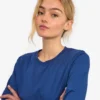 T-shirt femme à manches longues en coton bio - Bleu marine