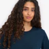 T-shirt femme à manches longues en coton bio - Bleu marine
