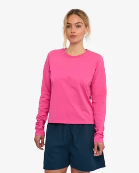 T-shirt femme à manches longues en coton bio – Rose bubble-gum